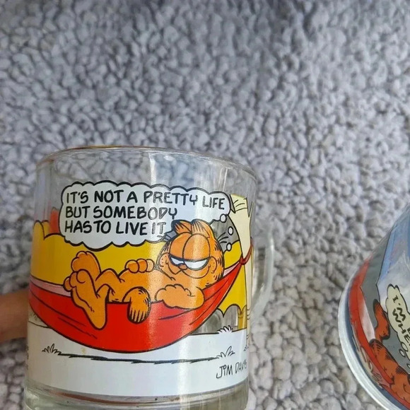 Vintage 1978 Garfield McDonald's Glass Mugs Set of 2 Jim Davis - Picture 2 of 8